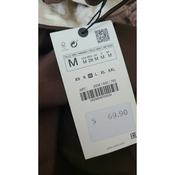 Zara Pants Trousers Women M Pants Ankle Brown Cropped NEW 2232 645 - Picture 8 of 8